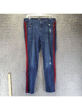 Judy Blue Jeans Women’s Size 15/32 Blue With Red Stripe Skinny Fit *Read*